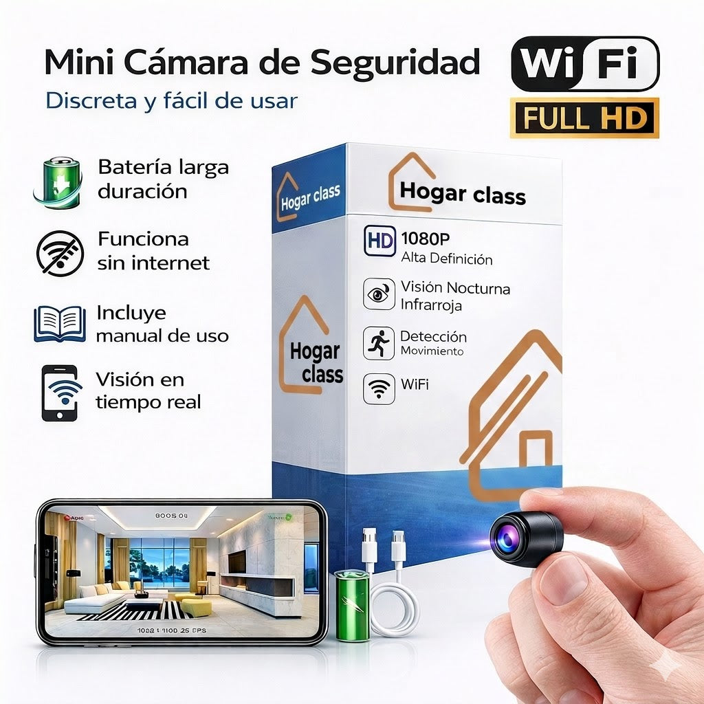 Mini Cámara IP WiFi 1080P – Visión Nocturna y Monitoreo Remoto