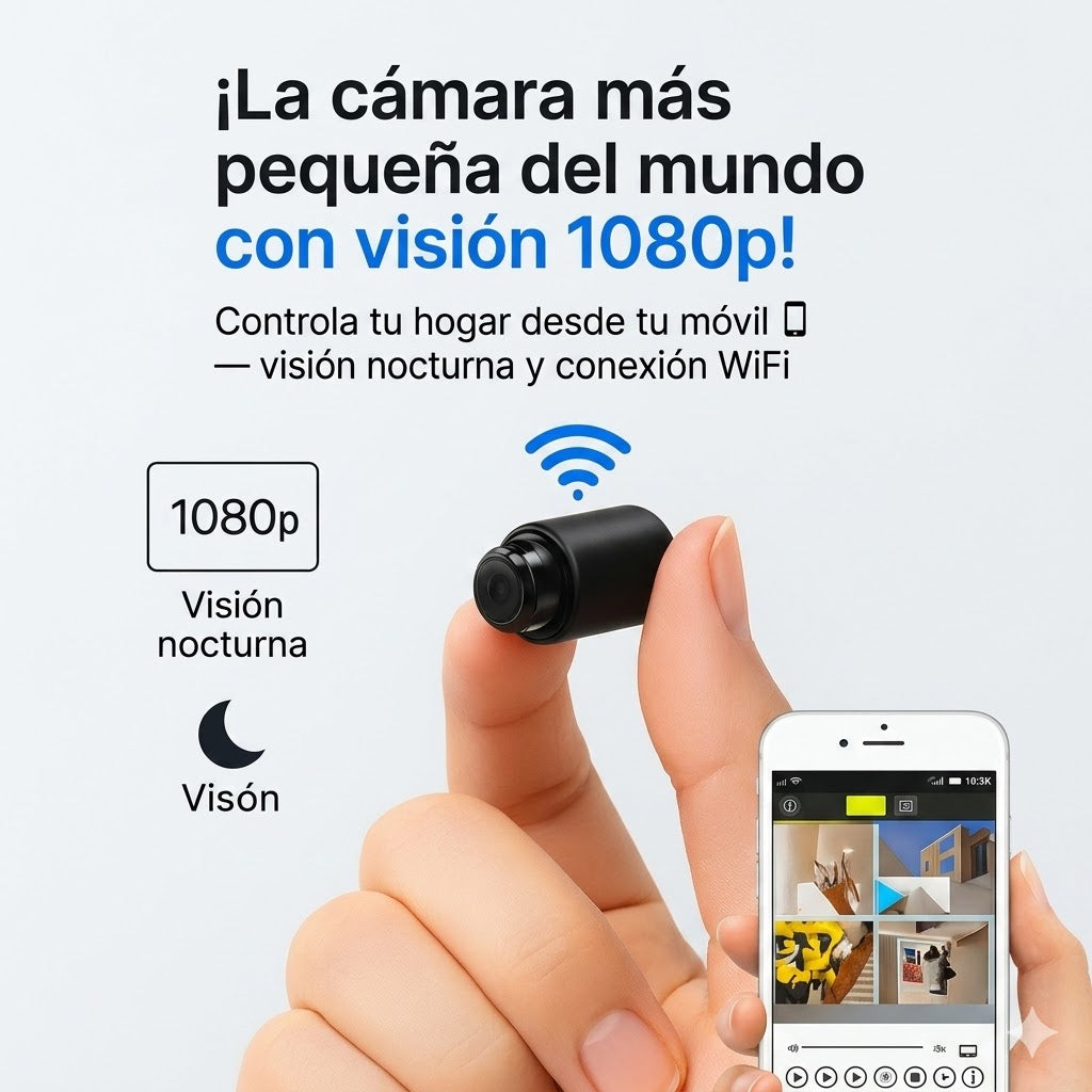 Mini Cámara IP WiFi 1080P – Visión Nocturna y Monitoreo Remoto