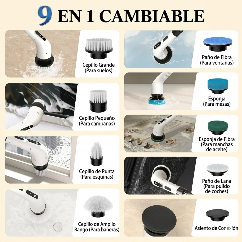 Cepillo Electrico De Limpieza 9 En 1